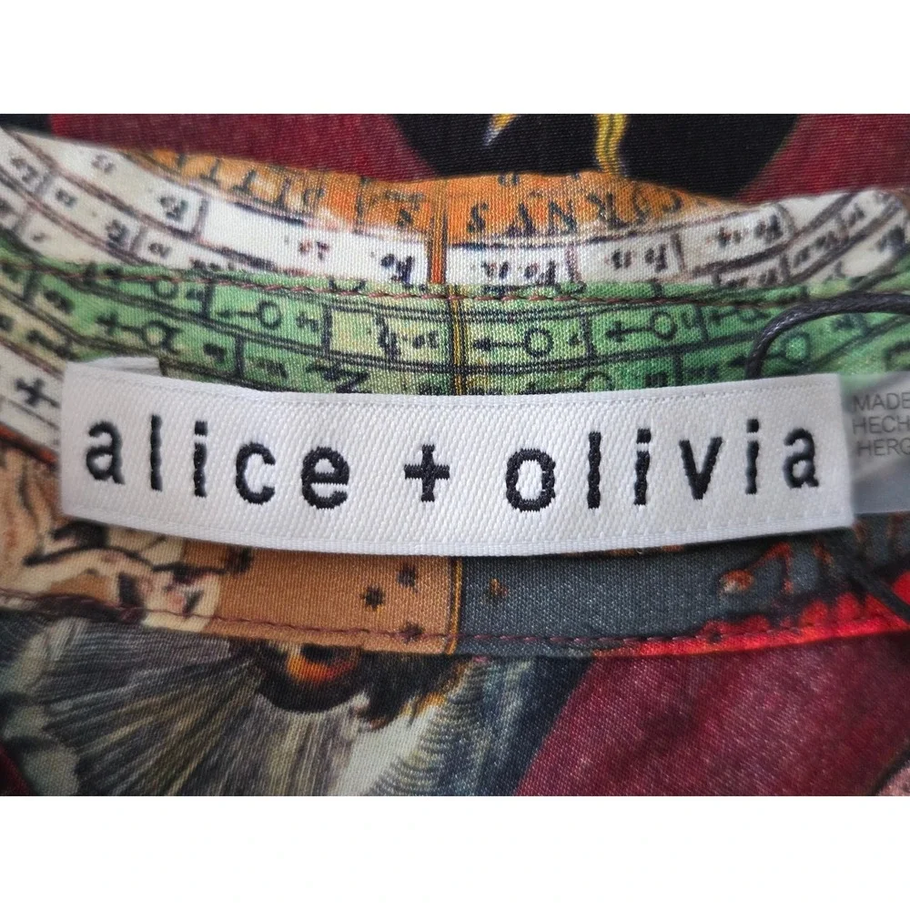 Alice + Olivia Willa Blouse Hands of Time Silk Women Small Multi NWT $395